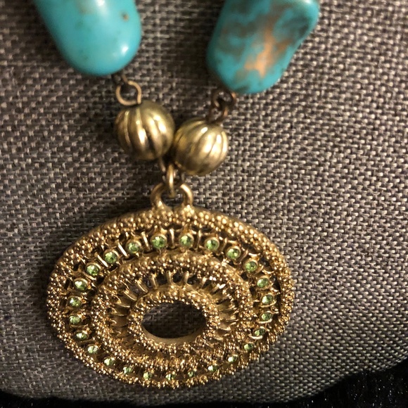 Women’s Necklace Turquoise, Gold and Green Colors - Picture 6 of 14